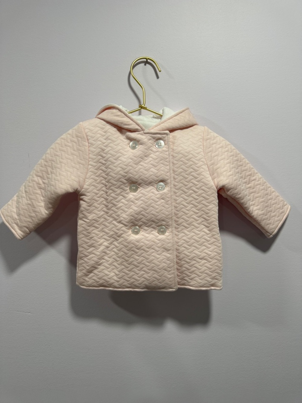 Kissy Kissy Quilted Hooded Pea Coat - Light Pink